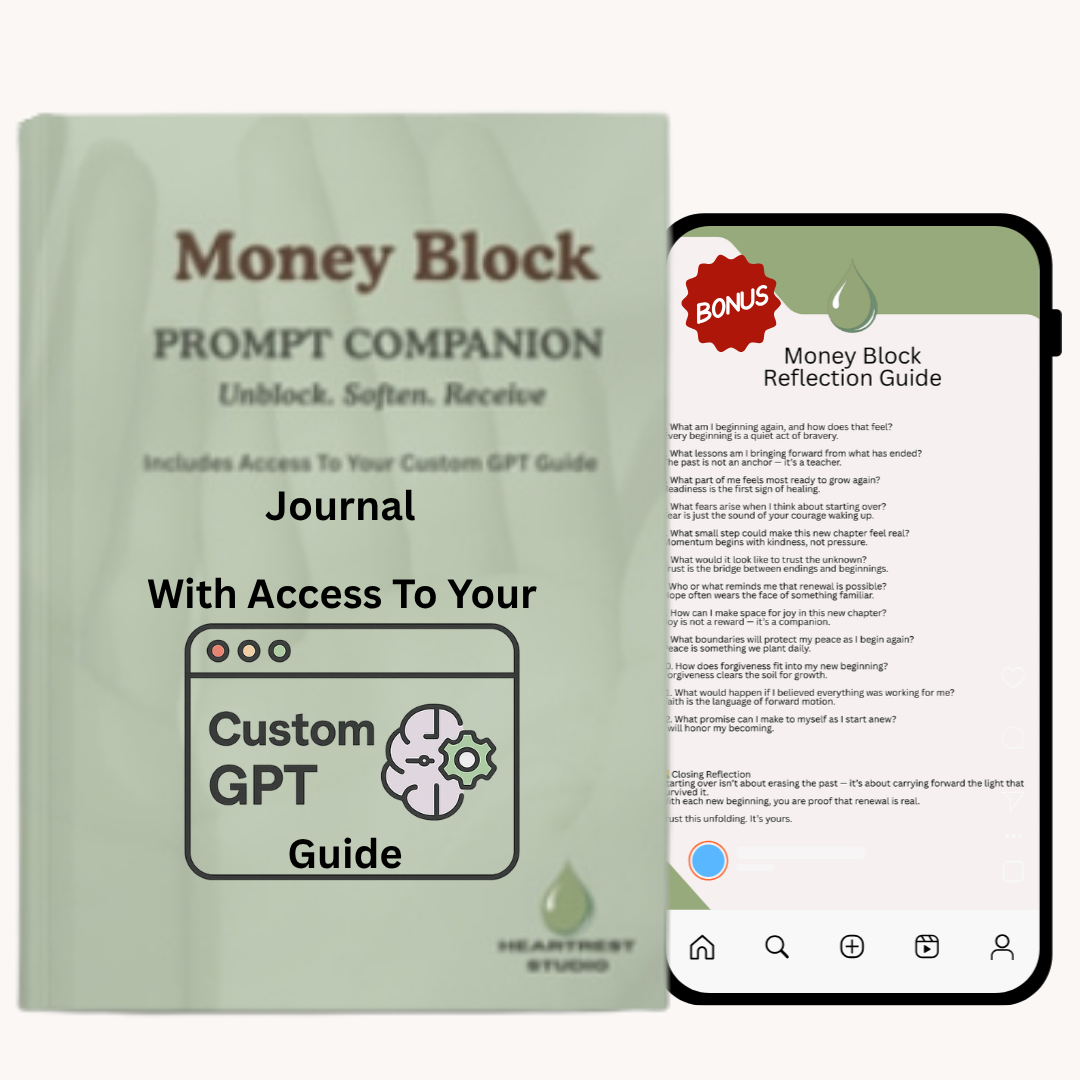 Money Block – Interactive Liberating Custom GPT Prompts, Journal & Reflection Guide Bundle